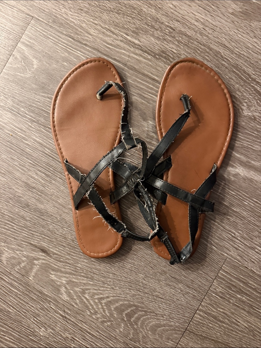 Women’s Brown Footbed Sandals with Black Straps